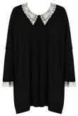 Black Crochet Collar Knitted Jumper
