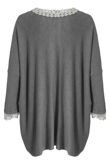 Grey Crochet Collar Knitted Jumper
