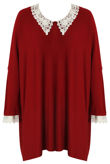 Burgundy Crochet Collar Knitted Jumper