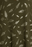 Foil Leaf Print Knitted Khaki Jumper