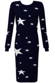 Star Detail Waist Elasticated Navy Dress