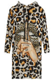 Slogan Leopard Print Hoodie Dress