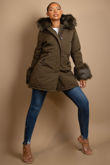 Khaki Canvas Parka with Fur Hood & Cuff 