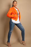 Orange Sleeve Pocket Bomber Jacket 