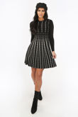 Black Fine Knit Skater Dress