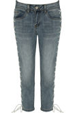 Denim Lace Up Cropped Jeans