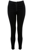 Black Exposed Zipper Skinny Jeans