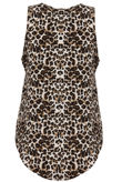 Beige Leopard Print Front Zip Up Detail Top 
