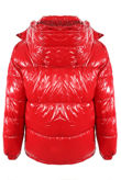 Red Shiny Funnel Neck Quilted Jacket