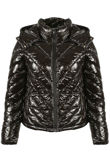 Black Shiny Quilted Cropped Jacket
