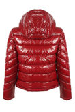 Wine Shiny Quilted Cropped Jacket