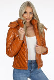 Mustard Shiny Quilted Cropped Jacket
