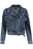 Front Zip Up Denim Biker Jacket