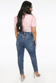 Blue Acid Wash Paperbag Jeans