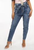 Blue Acid Wash Paperbag Jeans