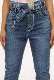 Blue Acid Wash Paperbag Jeans