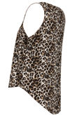 Beige Leopard Print Front Zip Up Detail Top 