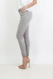 Grey Button Front Mid Rise Stretch Jeans 