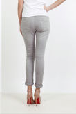Grey Button Front Mid Rise Stretch Jeans 