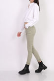 Khaki Button Front Mid Rise Stretch Jeans 