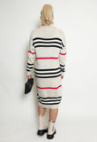Beige Stripe Roll Neck Jumper Dress