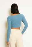Blue Cross Over Fluffy Knit Jumper