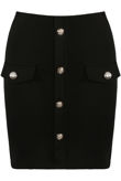 Golden Buttons Trim Skirt in Black