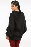 Black Ruched Sleeve Hooded Sweatshirt
