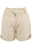 Beige Blended Cotton Belted Shorts