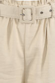 Beige Blended Cotton Belted Shorts