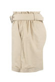 Beige Blended Cotton Belted Shorts
