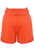 Orange Blended Cotton Belted Shorts
