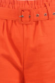 Orange Blended Cotton Belted Shorts