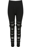 Mesh Crossover Thighs Leggings in Black