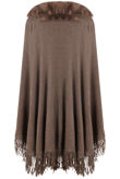 Fur Neck Fringe Borders Cape 