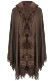 Fur Neck Fringe Borders Cape 