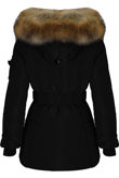 Golden Faux Fur Hood Smart Parka Black Jacket