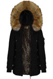 Golden Faux Fur Hood Smart Parka Black Jacket