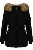 Golden Faux Fur Hood Smart Parka Black Jacket