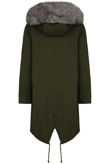 Grey Fur Hood & Fleece Lined Khaki Parka