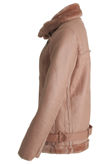 Rose PU Fur Hood Lined Shearling Coat
