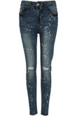 Dark Denim Paint Splatter High Waist Jeans