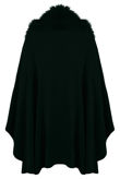 Green Faux Fur Trim Cape