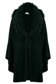Green Faux Fur Trim Cape