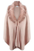 Rose Faux Fur Trim Cape