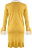 Mustard Ribbed Ruffle Hem Midi Dress