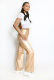 Rose Metallic Wide Leg Trouser