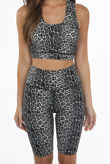 Grey Leopard Print Tops & Trouser Active Set