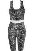 Grey Leopard Print Tops & Trouser Active Set