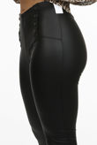 Button Front High Waisted PU Legging